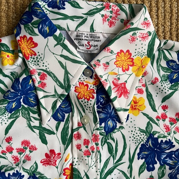 Sears The Shirt made in Korea Vintage Women’s Floral Collard 1970’s Tank Top 16 - Picture 9 of 10